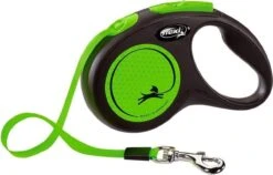 Flexi New Neon Tape - Hondenriem - Zwart/Groen - M - 5 M - (<25 Kg) -Huisdier Verkoop 1200x770