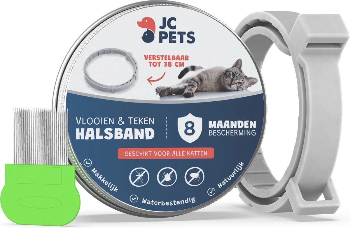 Teken- En Vlooienband Kat - Alle Maten - Anti Vlooien Voor Katten - Vlooien Kat - Tekenband - Diervriendelijk - Incl. Vlooienkam 3 Teken- En Vlooienband Kat - Alle Maten - Anti Vlooien Voor Katten - Vlooien Kat - Tekenband - Diervriendelijk - Incl. Vlooienkam