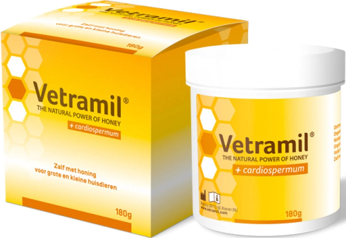 Vetramil Huid & Vacht Supplement Honingzalf Pot Met Cardiospermum - 180 Gr 7 Vetramil Huid & Vacht Supplement Honingzalf Pot Met Cardiospermum - 180 Gr - Afbeelding 5
