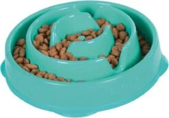 Outward Hound Slo Bowl Fun Feeder Voerbak - Anti Schrok Voerbak - Voerbak Slo-Bowl Mini Drop Teal Lichtblauw - 22X22X5 CM -Huisdier Verkoop 1200x834 1