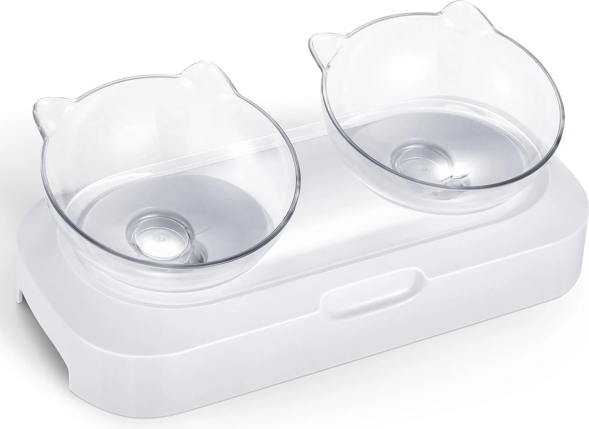 Behave Dubbele Voerbak - Drinkbak - Katten - Verstelbaar - Wit 3 Behave Dubbele Voerbak - Drinkbak - Katten - Verstelbaar - Wit