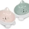 Navaris Voerbakjes Voor Katten - Set Van 2 Voer- En Waterbakken - Etensbak Van Keramiek - Met Antislip Voetjes - Kattenvorm - Roze/Groen -Huisdier Verkoop 1200x882 5
