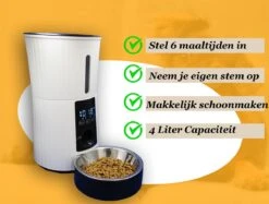 Merkloos Automatische Voerbak Kat En Hond 4L – Voerautomaat - Voerdispenser Huisdier – Smart Automatic Pet Feeder – Met Voicerecorder - Wit -Huisdier Verkoop 1200x909 1
