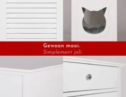 WONDERMAKE® Grote Kattenkast Houten Voor Kattenbak Kattentoilet, XL-kattenbak Dressoir Kastje Met Schuiflade, Designer Kattenhuis Met Kattenhol Kattenbakkast, Kasten Kast Voor Katten Binnen Hoog, 51 X 46 X 96 Cm, Wit -Huisdier Verkoop 1200x922 15