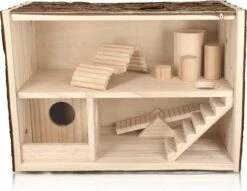 Navaris Houten Hamsterhuis - Speelhut Voor Hamsters, Kleine Knaagdieren, Gerbils, Muizen - Schuilplaats Op Twee Etages Voor Hamster, Cavia, Muis -Huisdier Verkoop 1200x927 4