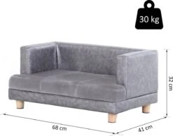 PawHut Hondenbank Huisdierbank Hondenbed Hondenmat Woonkamer PU-leer Kort Pluche Grijs D04-135 -Huisdier Verkoop 1200x941