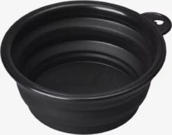 Merkloos Opvouwbare Honden Reis Bak - Puppy Kom - Siliconen Drinkbak Inklapbaar - Draagbaar Waterbakje Hondenbak Reiskom Met Karabijnhaak - Zwart 2 Stuks à 450 ML