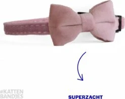 Kattenhalsband Velvet Met Strik | Halsband Kat | Kattenband Velours | Kattenbandje Velvet Met Strik, Veiligheidssluiting En Belletje In Roze