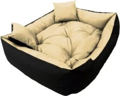 Ecco - Honden- En Kattenbed Met Kussen | Binnenmaat: 130x100 / Buitenmaat: 145x115cm - Beige / Zwart -Huisdier Verkoop 1200x961 2