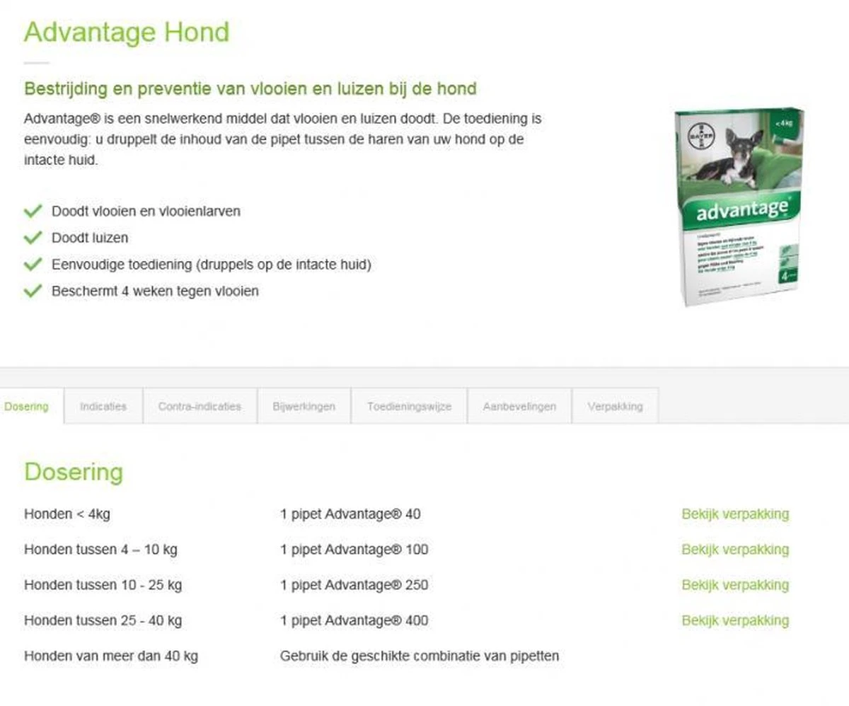 Bayer Advantage 100 Hond 4-10 Kg - 4 Pipetten à 1,0 Ml 8 Bayer Advantage 100 Hond 4-10 Kg - 4 Pipetten à 1,0 Ml - Afbeelding 6