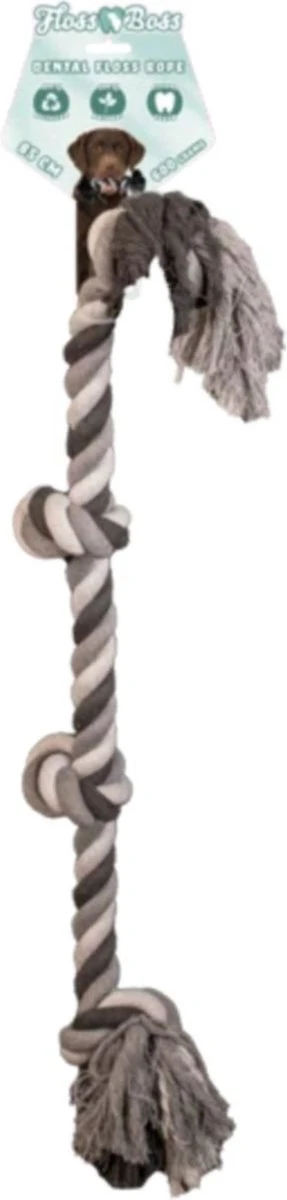 Floss Boss Flostouw – Zeer Stevig En Veilig Hondenspeelgoed – Hondentouw Van Gerecycled Katoen – Grijs Trektouw – 85cm – 600g – 4 Knopen 3 Floss Boss Flostouw – Zeer Stevig En Veilig Hondenspeelgoed – Hondentouw Van Gerecycled Katoen – Grijs Trektouw – 85cm – 600g – 4 Knopen