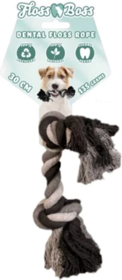 Floss Boss Flostouw – Zeer Stevig En Veilig Hondenspeelgoed – Hondentouw Van Gerecycled Katoen – Grijs Trektouw – 30cm - 135g – 2 Knopen -Huisdier Verkoop 524x1200 2