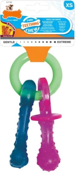 Nylabone Puppy Teething Pacifier Flexible - Hondenspeelgoed - Bacon 215x100x38 Mm 108 G Roze Blauw Groen Tot 11kg Small -Huisdier Verkoop 530x1200