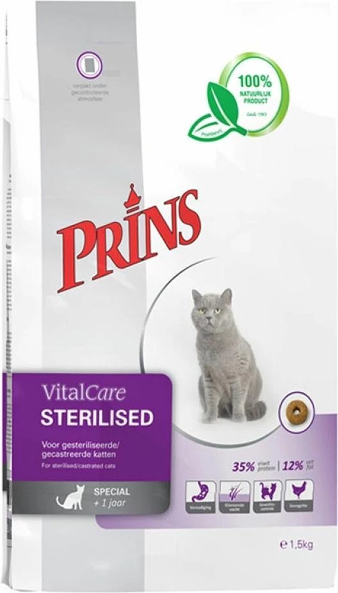Prins Vital Care Kat Adult Sterilised - Kattenvoer - 1.5 Kg 3 Prins Vital Care Kat Adult Sterilised - Kattenvoer - 1.5 Kg