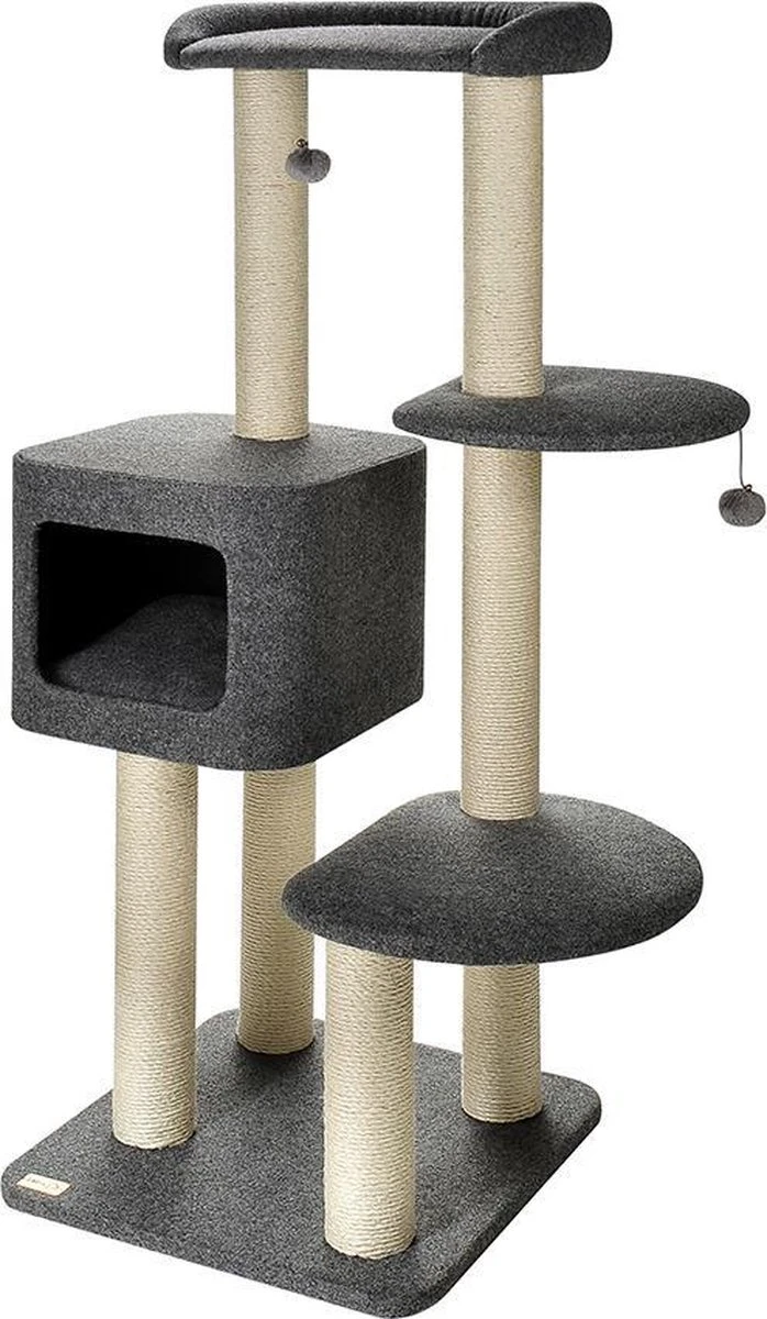Krabpaal Kat Grijs - Kattenspeeltjes - Krabpalen - 50 X 50 X 140 Cm - 3 Verdiepingen - Sisal Touw - Kattenboom 3 Krabpaal Kat Grijs - Kattenspeeltjes - Krabpalen - 50 X 50 X 140 Cm - 3 Verdiepingen - Sisal Touw - Kattenboom
