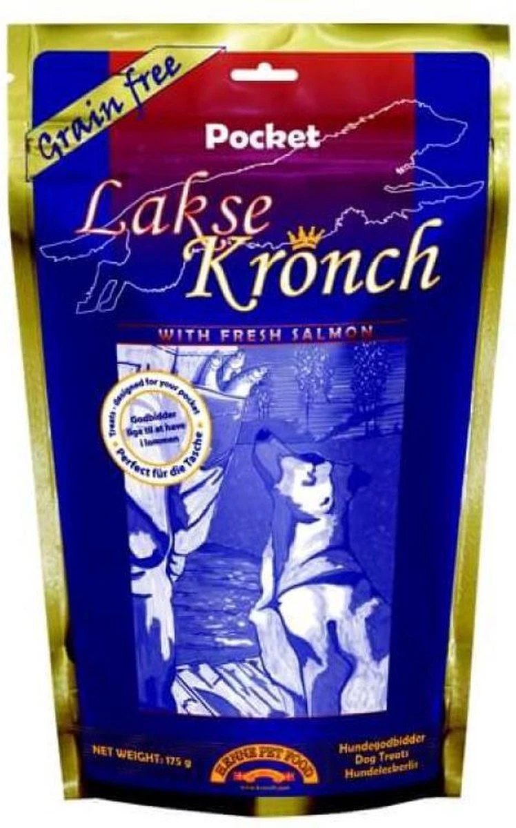 Lakse Kronch "Pocket" Zalmsnacks Voor Honden 175 Gram 3 Lakse Kronch "Pocket" Zalmsnacks Voor Honden 175 Gram