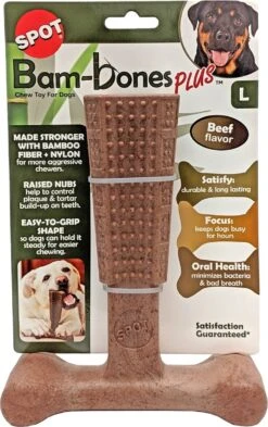 Spot Bam-Bones Plus Easy Grip - Veilig Kauwbot Voor Honden - Speciaal Voor Sterke Kauwers - Verzorgt Het Gebit Van De Hond - Rund Of Kip - S/M/L - Maat: Large, Smaak: Kip -Huisdier Verkoop 755x1200