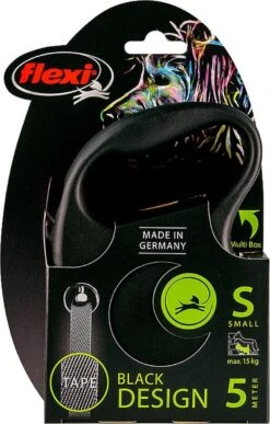 Hondenriem - Looplijn - FLEXI Rollijn BLACK DESIGN TAPE - S - ZWART - 5 Meter -Huisdier Verkoop 765x1200