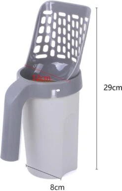 YELÉ LIVING – Kattenbakschep – Haarverwijderaar - Cat Litter Scoop – Kattenbakschep Met Container – Katten – Kattenbak – Grijs/wit – Kattenbak Schep – Grind – Kattengrind – Kattenbak Grind – Poep Zakjes – Afvalcontainer - All-in-1 Kattenbakschep -Huisdier Verkoop 769x1200 7