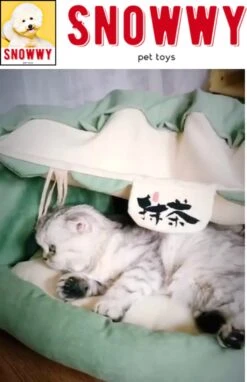 SNOWWY - Kattentunnel Met Kattenmand In één - Origineel En Uniek Design - Kattenhuis - Kattenhuis - Kat Kussen - Kattenbed - Matcha Groen -Huisdier Verkoop 775x1200 10