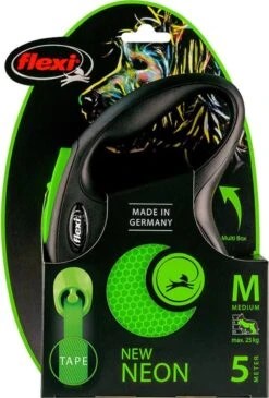 Flexi New Neon Tape - Hondenriem - Zwart/Groen - M - 5 M - (<25 Kg) -Huisdier Verkoop 812x1200 1
