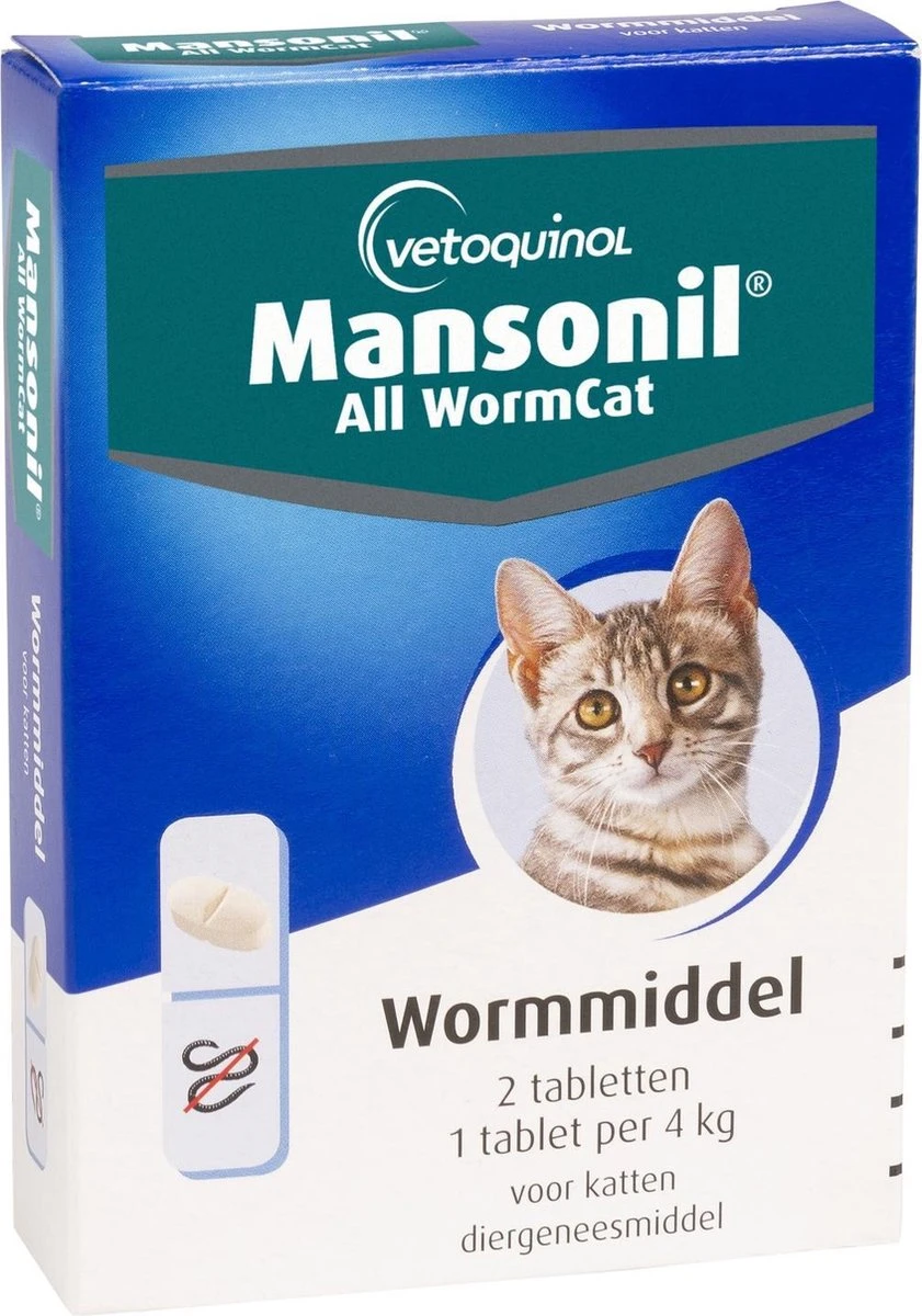 Mansonil All Worm Cat Ontworming - Kat - 2 Tabletten 6 Mansonil All Worm Cat Ontworming - Kat - 2 Tabletten - Afbeelding 4