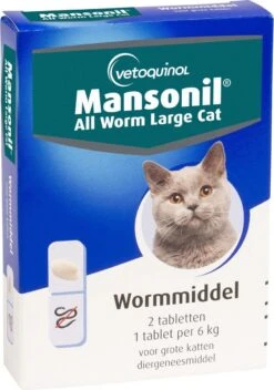 Mansonil All Worm Large Cat Ontworming - Grote Kat - 2 Tabletten -Huisdier Verkoop 841x1200 6