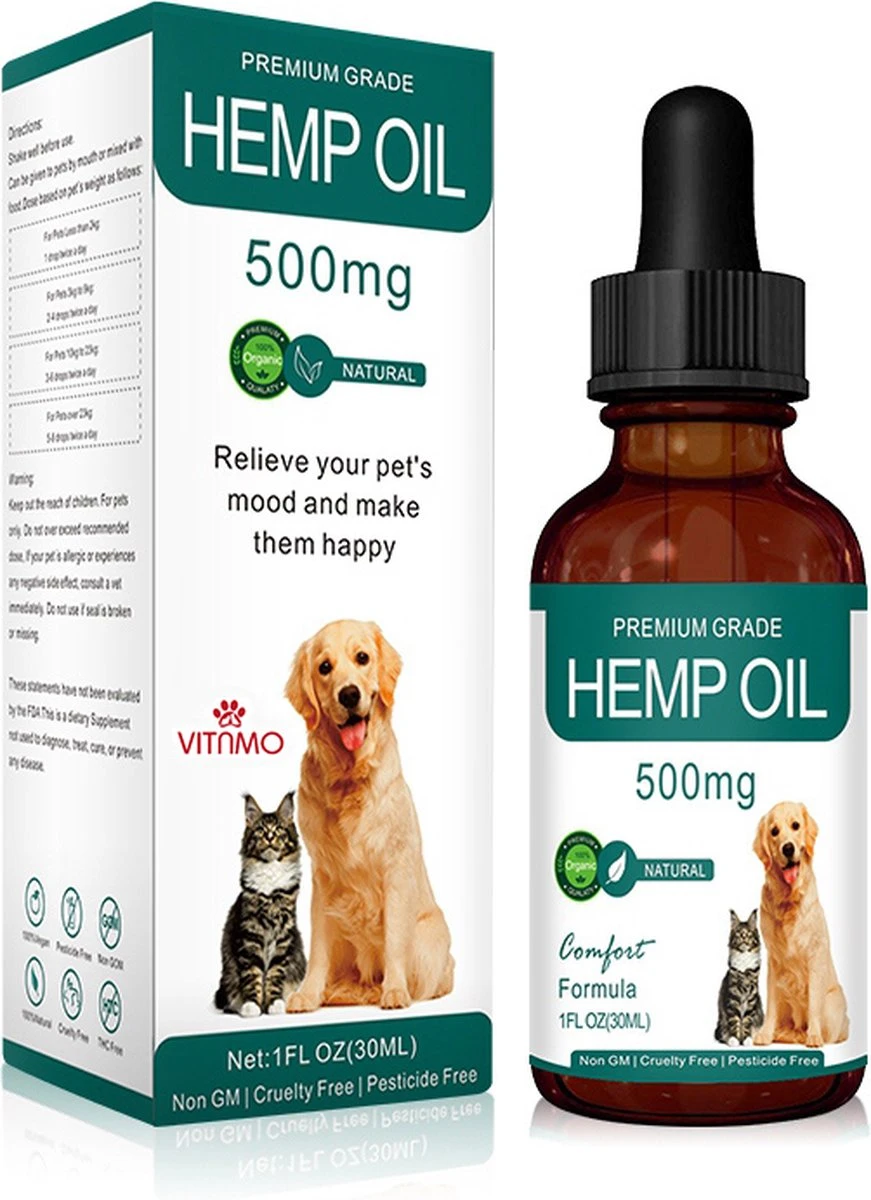 Premium Hennepolie Hond & Kat - 100% Veilig - Kalmerend - Ontstekingsremmend - Gewricht - Spijsvertering - Weerstand - 30ml 3 Premium Hennepolie Hond & Kat - 100% Veilig - Kalmerend - Ontstekingsremmend - Gewricht - Spijsvertering - Weerstand - 30ml