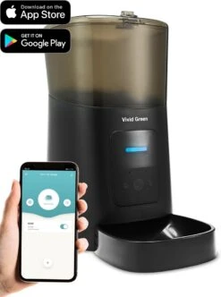 Vivid Green Automatische Voerbak Kat - Voerautomaat - Voerdispenser - Voederbak - SMART App - 6L - Zwart