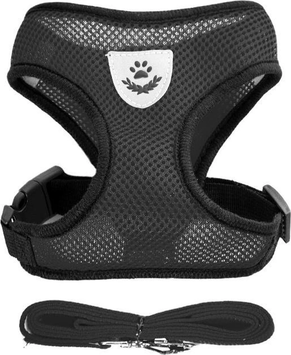 Luxyana Pets Hondentuig - M - 32-55cm - Harnas Voor Hond Of Grote Kat - Easy Step-in Hondenharnas - Inclusief Bijpassend Riempje - Zwart 3 Luxyana Pets Hondentuig - M - 32-55cm - Harnas Voor Hond Of Grote Kat - Easy Step-in Hondenharnas - Inclusief Bijpassend Riempje - Zwart