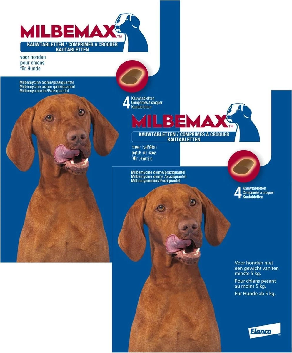 Elanco Milbemax Kauwtablet Hond Vanaf 5kg - Anti Wormenmiddel - 2 X 28 G 4 Stuks Vanaf 5 Kg 4 Elanco Milbemax Kauwtablet Hond Vanaf 5kg - Anti Wormenmiddel - 2 X 28 G 4 Stuks Vanaf 5 Kg - Afbeelding 2